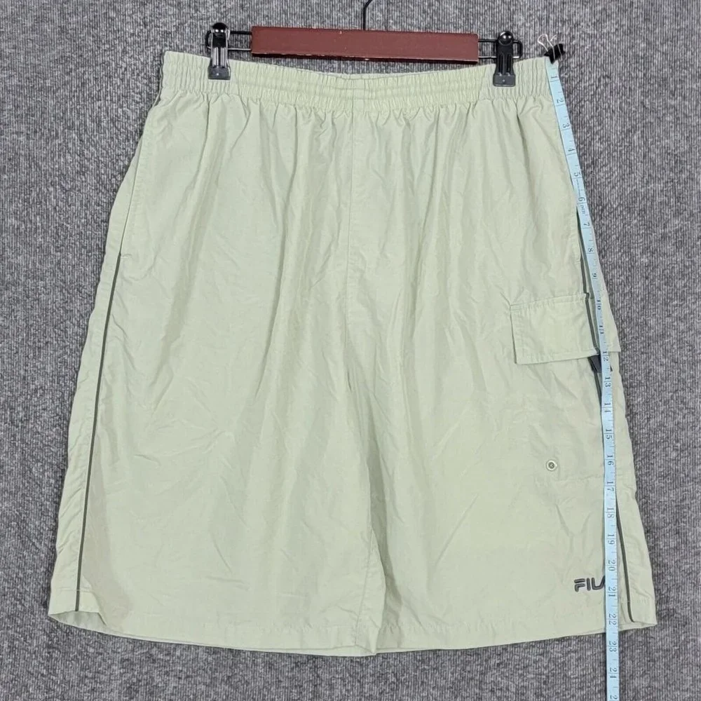 FILA Swim Trunks Mens L Light Green Swim Shorts Lined Built In Brief Drawstring